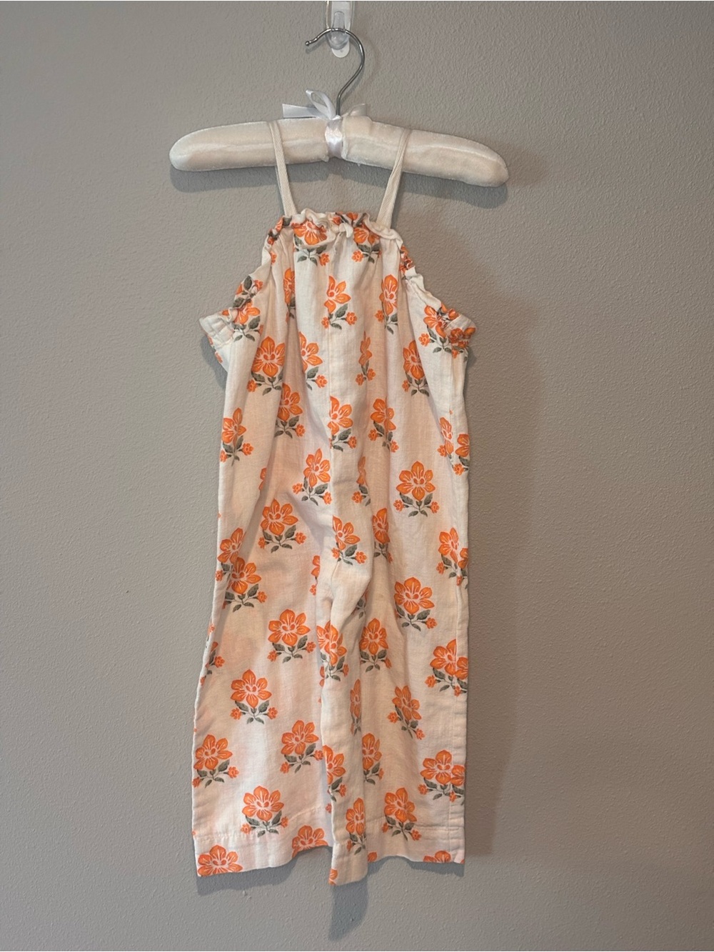 Zara Cream Sundress with Orange Floral Print